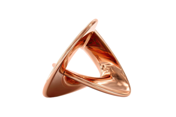 Polished copper-toned twisted triangle, knot-like form