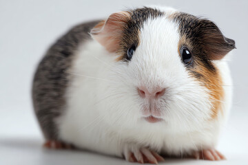 Guinea Pig Portrait: A close-up shot of an adorable guinea pig with a captivating gaze, showcasing its soft fur and charming personality. 