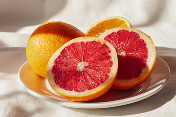 Citrus Symphony: A vibrant arrangement of fresh oranges and grapefruits, each radiating a burst of color and a promise of refreshing flavors. A perfect visual feast.