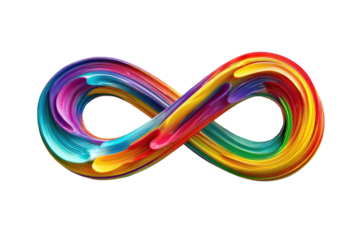 Colorful, swirling infinity symbol on a black background