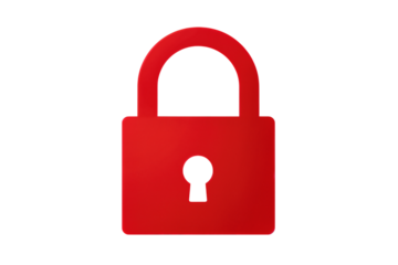 Red padlock icon with keyhole isolated