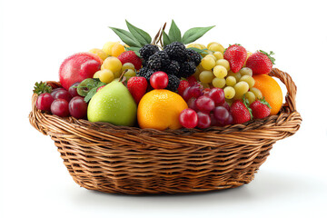 A Basket of Fresh Fruit: A vibrant assortment of ripe fruits spills from a rustic basket, showcasing nature's bounty and culinary delight.