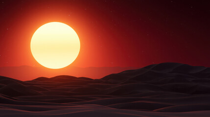 Majestic Sunset Over Endless Dunes in a Serene Desert Landscape