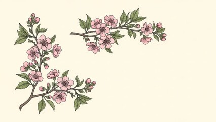 pink flowering branches isolated on a changeable background