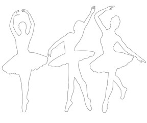 Ballerina dance line drawing vector on white background, ballet dance outline design image,ballerina linear design illustration 