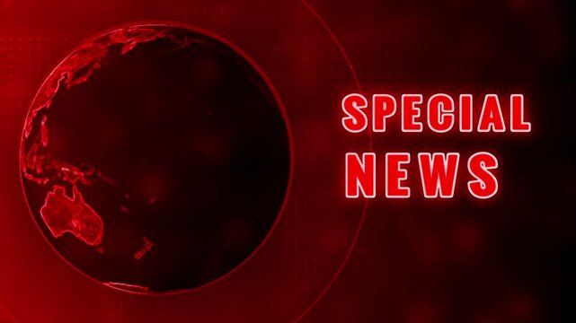 A red digital globe with illuminated continents is featured on the left, with the word HEADLINE in bold red neon letters and the letter N below it, against a dark, textured red background