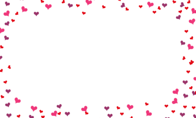 Flying Hearts Confetti Border PNG Romantic Love Overlay on Transparent Background
