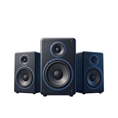Fototapeta premium Three Blue Speakers with Visible Woofers