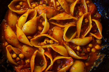  Conchiglie Pasta Shells with Rich Tomato Sauce and Chickpeas