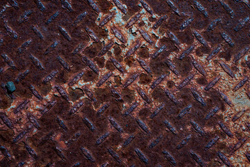 Metal panel texture for construction branding. Grunge rust pattern for design use. Bridge corrosion for civil engineering. Diamond plate rust for industry graphics. Rust holes for risk concepts.