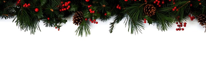 Elegant holiday garland with pinecones and berries