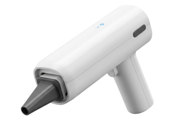 White cordless electric air duster blower for cleaning electronics on a transparent background