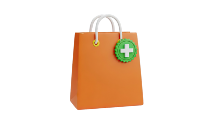 Orange Shopping Bag with Medical Cross Badge