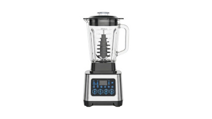 A sleek and modern blender with digital display and clear pitcher isolated on transparent background