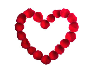 heart made of rose petals white background
