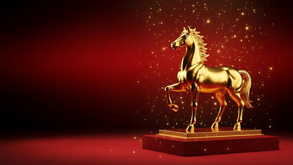 Festive Luxury Lunar New Year Background with Golden Horse