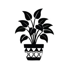Flat Minimalist Potted Houseplant Silhouette