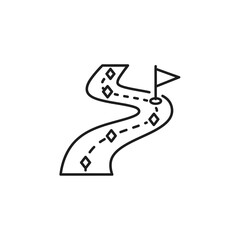 Illustration of a winding road with a flag at the finish line for navigation and journey concepts