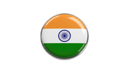 Happy republic day of india circular emblem featuring the tricolor flag of india ready for compositing on white and transparent background