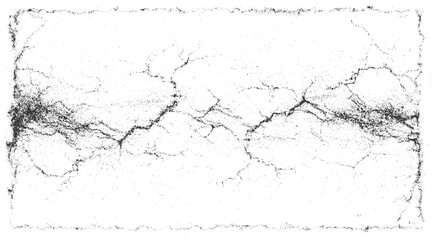 Fototapeta premium Black ink cracks and dots on white background distressed texture abstract