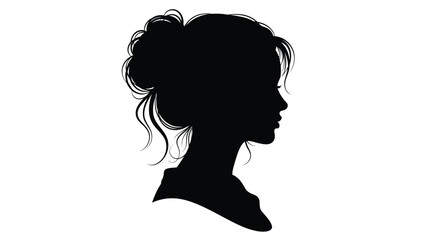 of a woman with a casual updo hairstyle and elegant profile illustration white with beauty and fashion and female Silhouette vector on whit Background