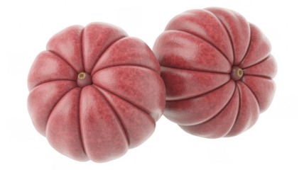 Two pink guanabana fruits side by side close-up isolated on a transparent background