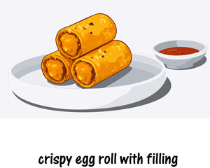 Three taiwanese egg roll wafers with peanut butter filling on plate sauce traditional asian dessert