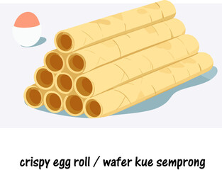 Golden crispy egg roll wafer cookies Taiwan sweet treat kue semprong Indonesian snack dessert Kuih Kapit Barquillos Tubular