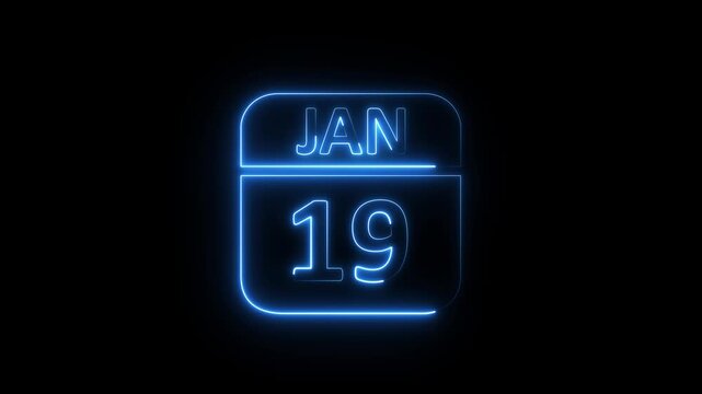Glowing neon 15 january icon .a neon sign with a calendar that says "15 DAYS". HD Video motion graphic animation isolated on transparent background.