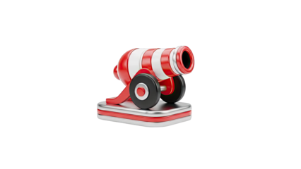 Red and White Striped Cannon