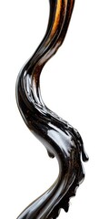 Heavy oil drop in motion isolated on white, representing pollution, industry, or environmental impact