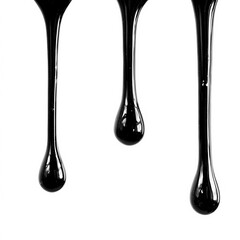 Heavy oil drop in motion isolated on white, representing pollution, industry, or environmental impact