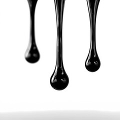 Heavy oil drop in motion isolated on white, representing pollution, industry, or environmental impact