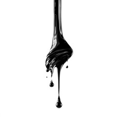 Heavy oil drop in motion isolated on white, representing pollution, industry, or environmental impact