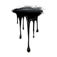 Heavy oil drop in motion isolated on white, representing pollution, industry, or environmental impact