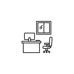 Fototapeta premium Minimalist Office Workspace with Desk, Chair, and Window Illustration