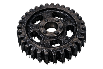 Grungy Dark Industrial Metal Gear Isolated on White