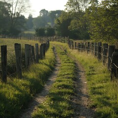 rural landscape with fence