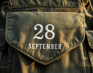 Naklejka premium The thick canvas fabric shows signs of age