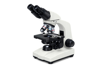 Modern Binocular Compound Microscope Isolated on White