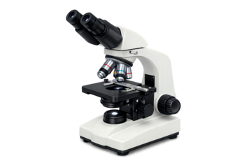 Modern Binocular Compound Microscope Isolated on White