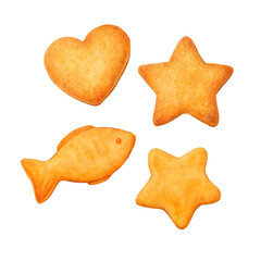 Watercolor Four Shaped Crackers on Black isolated on a transparent background