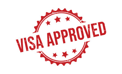 Red Stamped Visa Approved Seal with Stars