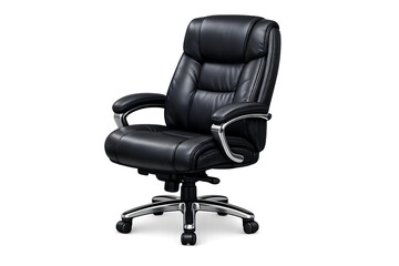 Black Leather Executive Office Chair Isolated on White Background