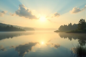 sunset over the lake