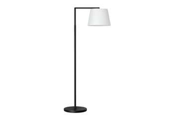 Modern Black Floor Lamp with White Shade Isolated on White Background
