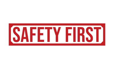 Safety First Warning Sign in Red Color on White Background for Caution and Alertness