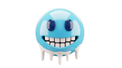 Melting Blue Smiley Face Emoji