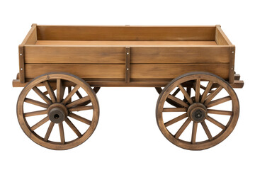 Watercolor Wooden wagon with spoked wheels isolated on a transparent background