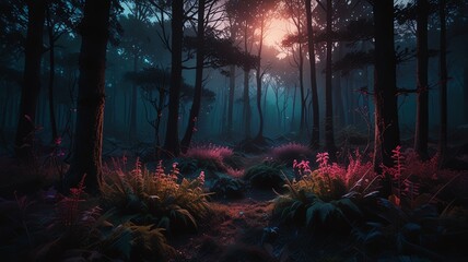 sunrise in the forest